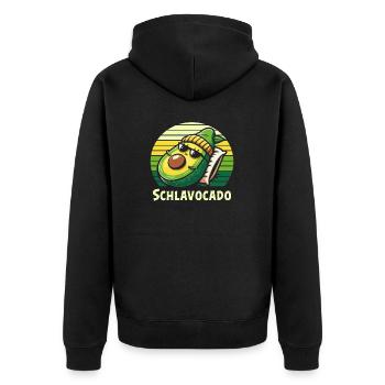 Schlavocado Schlafshirt Nachthemd Pyjama Schlaf - Unisex Premium Bio Zip Hoodie - Schwarz - Hinten - Nico (187cm)