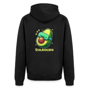 Schlavocado Schlafshirt Nachthemd Pyjama Schlaf - Unisex Premium Bio Zip Hoodie - Schwarz - Hinten - Nico (187cm)