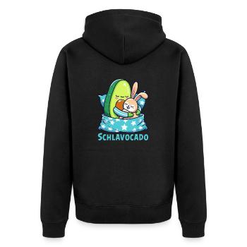 Schlavocado Schlafshirt Nachthemd Pyjama Schlafanz - Unisex Premium Bio Zip Hoodie - Schwarz - Hinten - Nico (187cm)
