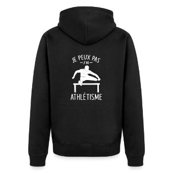 Ich kann nicht Ich Leichtathletik Athlet Läufer Lustig - Unisex Premium Bio Zip Hoodie - Schwarz - Hinten - Nico (187cm)