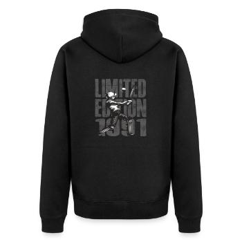 Limited Edition 1991 Limited Edition Cricket - Unisex Premium Bio Zip Hoodie - Schwarz - Hinten - Nico (187cm)