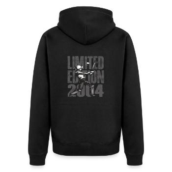 Limited Edition 2004 Limited Edition Cricket - Unisex Premium Organic Zip Hoodie - black - Back - Nico (187cm)