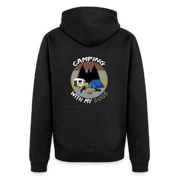 Camping mit meinen Hunden, Hundeliebhaber und Hundebesitzer, - Unisex Premium Bio Zip Hoodie - Schwarz - Hinten - Nico (187cm)