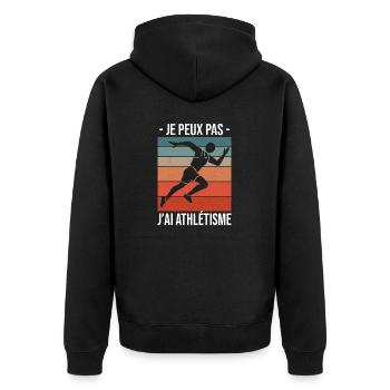 Ich kann nicht Ich Leichtathletik Athlet Läufer Lustig - Unisex Premium Bio Zip Hoodie - Schwarz - Hinten - Nico (187cm)