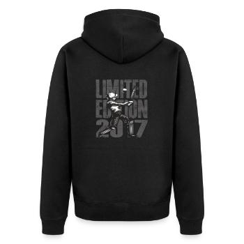 Limited Edition 2017 Limited Edition Cricket - Unisex Premium Bio Zip Hoodie - Schwarz - Hinten - Nico (187cm)