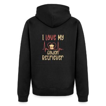 I Love My Golden Retriever Dog Owner Retriever Bre - Unisex Premium Bio Zip Hoodie - Schwarz - Hinten - Nico (187cm)