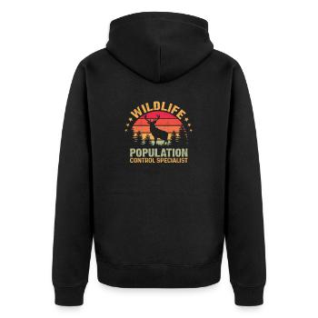 Lustige Jagd Hirschflüsterer Wildtierjäger - Unisex Premium Bio Zip Hoodie - Schwarz - Hinten - Nico (187cm)