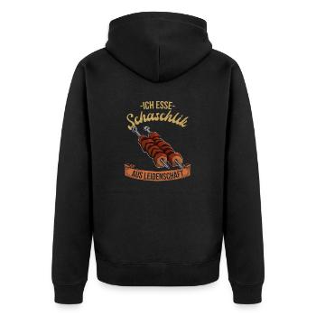 Ich esse Schaschlik aus leidenschaft Russland Papa - Unisex Premium Bio Zip Hoodie - Schwarz - Hinten - Nico (187cm)