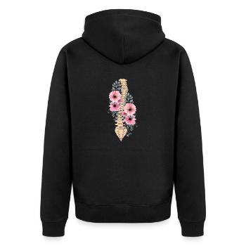 Drôle de scoliose Spinal Fusion Fleurs Cervicales - Veste à capuche bio Premium Unisexe - noir - Dos - Nico (187cm)