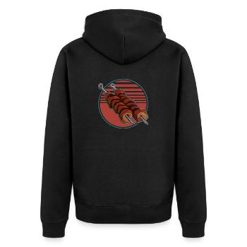 Shashlik Retro Russia Meat Grilling Mangal - Unisex Premium Organic Zip Hoodie - black - Back - Nico (187cm)