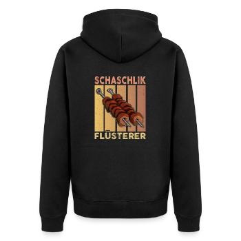 Shashlik Whisperer Retro Russia Meat - Unisex Premium Organic Zip Hoodie - black - Back - Nico (187cm)