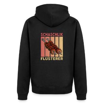 Schaschlik Flüsterer Retro Russland Fleisch - Unisex Premium Bio Zip Hoodie - Schwarz - Hinten - Nico (187cm)