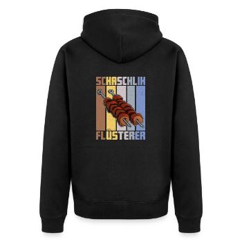 Schaschlik Flüsterer Retro Russland Fleisch - Unisex Premium Bio Zip Hoodie - Schwarz - Hinten - Nico (187cm)