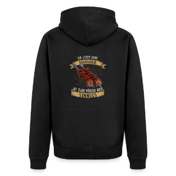 Ein Leben ohne schaschlik Russland Fleisch Grillen - Unisex Premium Bio Zip Hoodie - Schwarz - Hinten - Nico (187cm)