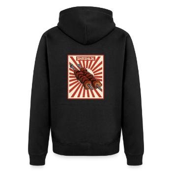 Schaschlik Flüsterer Retro Russland Fleisch - Unisex Premium Bio Zip Hoodie - Schwarz - Hinten - Nico (187cm)
