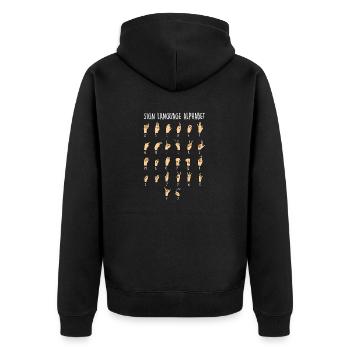 Sign Language Alphabet Funny Deaf and Hard of - Unisex Premium Organic Zip Hoodie - black - Back - Nico (187cm)