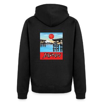 Vintage Japan Traveling Poster Lovely - Unisex Premium Organic Zip Hoodie - black - Back - Nico (187cm)