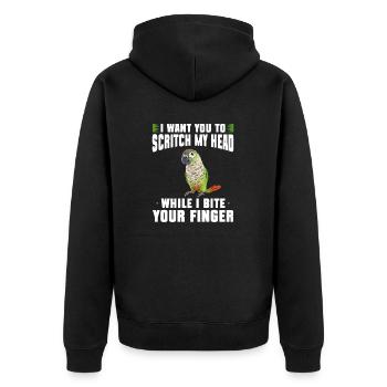 Molinasittich Papagei Vogel Sittich - Unisex Premium Bio Zip Hoodie - Schwarz - Hinten - Nico (187cm)