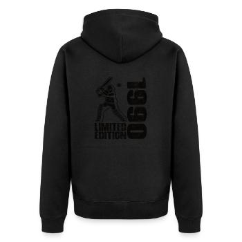 Limited Edition 1990 Limited Edition Cricket - Unisex Premium Bio Zip Hoodie - Schwarz - Hinten - Nico (187cm)