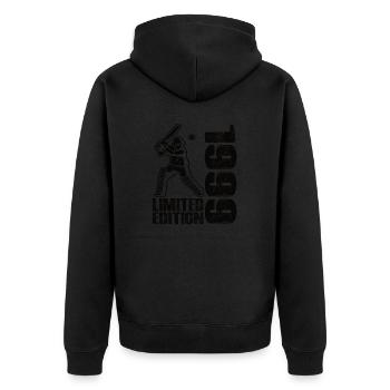 Limited Edition 1999 Limited Edition Cricket - Unisex Premium Bio Zip Hoodie - Schwarz - Hinten - Nico (187cm)