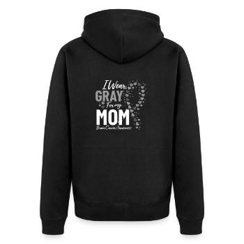 I Wear Gray for My Mom Chemotherapy Brain Cancer - Unisex Premium Organic Zip Hoodie - black - Back - Nico (187cm)