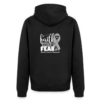 Glaube über Angst Gehirnerkrankung Chemotherapie Grau - Unisex Premium Bio Zip Hoodie - Schwarz - Hinten - Nico (187cm)