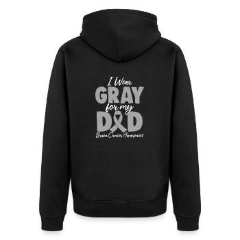 I Wear Gray for My Dad Gray Ribbon Brain Cancer - Unisex Premium Organic Zip Hoodie - black - Back - Nico (187cm)
