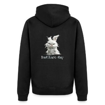 Funny pun Bad Hare day funny bunny - Unisex Premium Organic Zip Hoodie - black - Back - Nico (187cm)