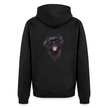 Affenpinscher Geschenk | Cartoon Artwork - Unisex Premium Bio Zip Hoodie - Schwarz - Hinten - Nico (187cm)