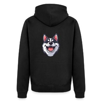 Cadeau d’Akita américain | Illustration de dessin animé - Veste à capuche bio Premium Unisexe - noir - Dos - Nico (187cm)
