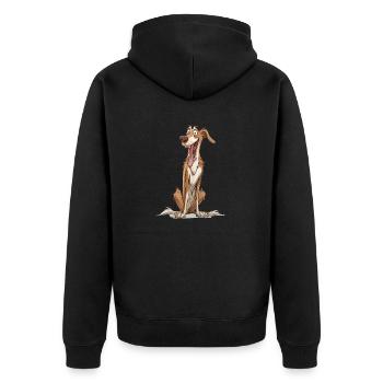 Barsoi | Borzoi Geschenk | Cartoon Artwork - Unisex Premium Bio Zip Hoodie - Schwarz - Hinten - Nico (187cm)
