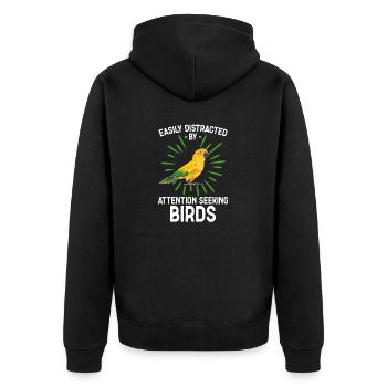 Parakeet Parrot Parakeet Bird - Unisex Premium Organic Zip Hoodie - black - Back - Nico (187cm)