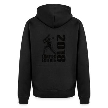 Limited Edition 2018 Limited Edition Cricket - Unisex Premium Bio Zip Hoodie - Schwarz - Hinten - Nico (187cm)