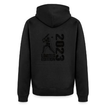 Limited Edition 2023 Limited Edition Cricket - Unisex Premium Bio Zip Hoodie - Schwarz - Hinten - Nico (187cm)