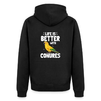 Parakeet Parrot Parakeet Bird - Unisex Premium Organic Zip Hoodie - black - Back - Nico (187cm)