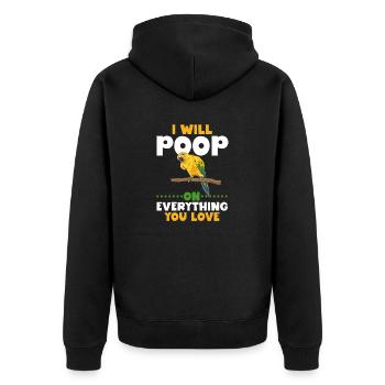 Parakeet Parrot Parakeet Bird - Unisex Premium Organic Zip Hoodie - black - Back - Nico (187cm)