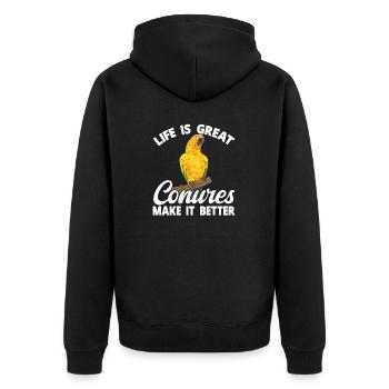Parakeet Parrot Parakeet Bird - Unisex Premium Organic Zip Hoodie - black - Back - Nico (187cm)