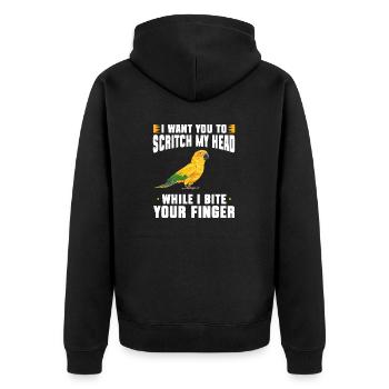 Parakeet Parrot Parakeet Bird - Unisex Premium Organic Zip Hoodie - black - Back - Nico (187cm)