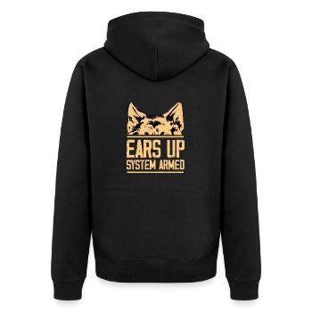 Ears Up System Armed Dog Mom Dad German Shepherd - Unisex Premium Bio Zip Hoodie - Schwarz - Hinten - Nico (187cm)