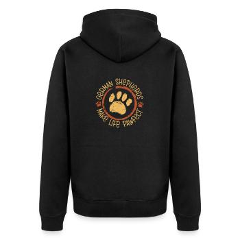 German Shepherds Make Life Pawfect Puppy Mom Dad D - Unisex Premium Bio Zip Hoodie - Schwarz - Hinten - Nico (187cm)