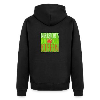 Mir reicht's ich geh Kiffen - Cannabis - legal - Unisex Premium Bio Zip Hoodie - Schwarz - Hinten - Nico (187cm)