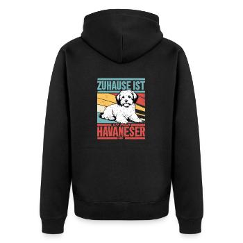 Zuhause ist wo mein Havaneser ist Hunde Mama Hund - Unisex Premium Bio Zip Hoodie - Schwarz - Hinten - Nico (187cm)