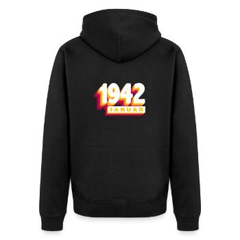 Janvier 1942 0 82 ans Homme Femme Anniversaire - Veste à capuche bio Premium Unisexe - noir - Dos - Nico (187cm)