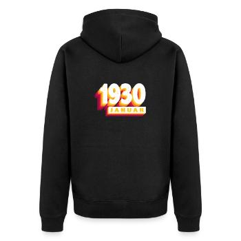 Janvier 1930 0 94 ans Homme Femme Anniversaire - Veste à capuche bio Premium Unisexe - noir - Dos - Nico (187cm)