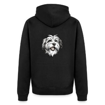 Cotton Dog | Coton de Tulear Cartoon Artwork - Unisex Premium Organic Zip Hoodie - black - Back - Nico (187cm)