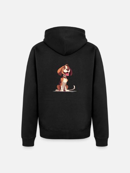 Beagle | Cartoon Artwork - Unisex Premium Organic Zip Hoodie - black
