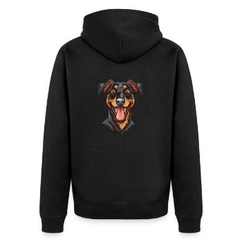 Beauceron Berger de Beauce Bas Rouge | Cartoon - Unisex Premium Bio Zip Hoodie - Schwarz - Hinten - Nico (187cm)