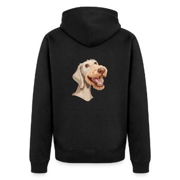 Bedlington Terrier | Cartoon Artwork - Unisex Premium Bio Zip Hoodie - Schwarz - Hinten - Nico (187cm)
