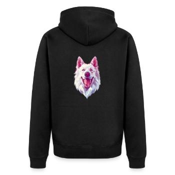Berger Blanc Suisse | White Shepherd | Cartoon - Unisex Premium Organic Zip Hoodie - black - Back - Nico (187cm)