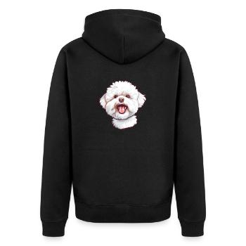Bichon frisé | Illustration de dessin animé - Veste à capuche bio Premium Unisexe - noir - Dos - Nico (187cm)